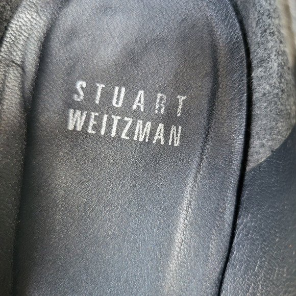 STUART WEITZMAN black suede open toe heels. - Picture 3 of 6